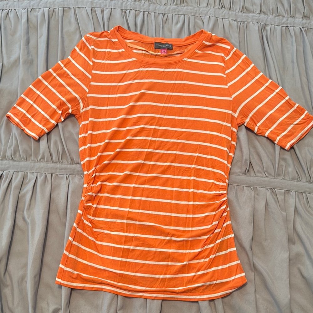 Vince Camuto Orange Striped Women's Top